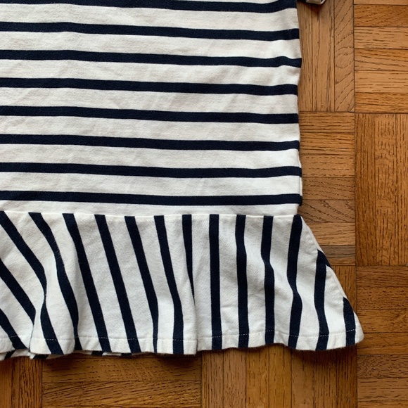 Women's J. Crew White & Navy Blue Striped Shirt, M - Picture 3 of 4